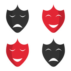 Set of mask. Emotions. Black and red. Mood. For your design. An object. Icon.