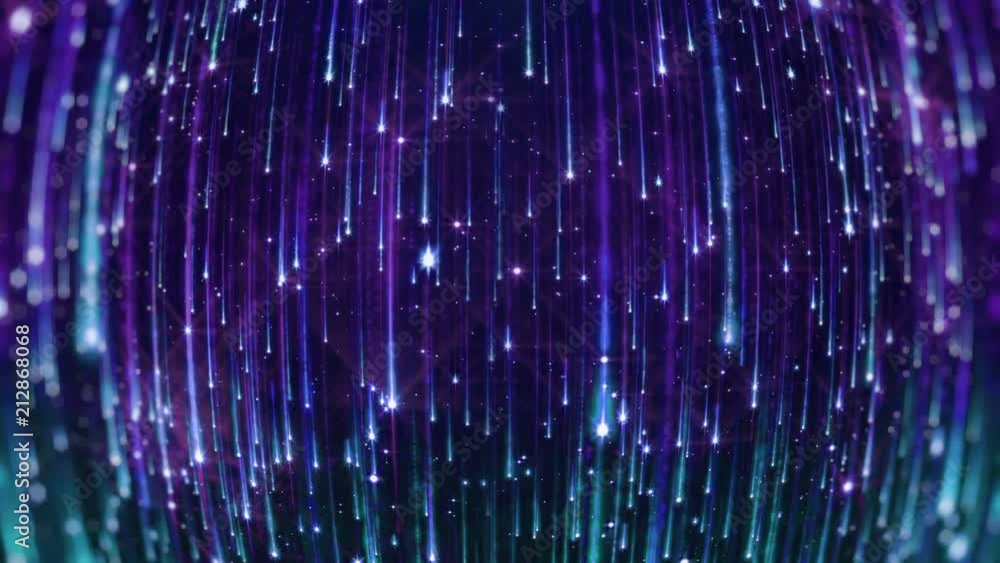 Poster falling bright particles. starfall on a dark background with shiny and glowing asterisks. perfect br