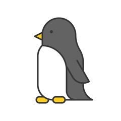 penguin, arctic animal in zoo icon set, filled outline design