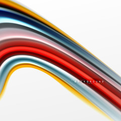 Fluid liquid mixing colors concept on light grey background, curve flow, trendy abstract layout template for business or technology presentation or web brochure cover, wallpaper