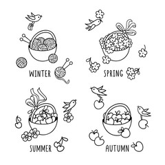 Enjoy every season. Set of cute graphic elements.