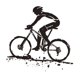 Fototapeta na wymiar Mountain bike rider. Grunge Stylized illustration of Mountain bike rider.Isolated on white background. Vector available. 