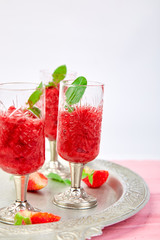 Summer refreshing strawberry granita