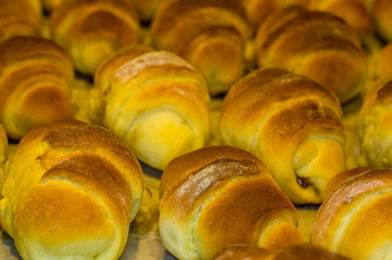 Homemade croissants with sweet filling
