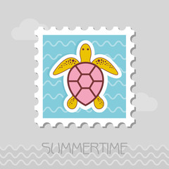 Sea turtle stamp. Summer. Vacation