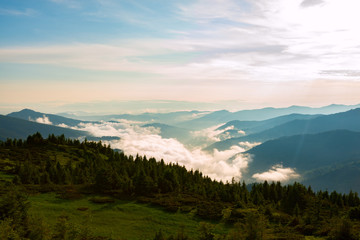 Amazing sunset in the mountains after the storm