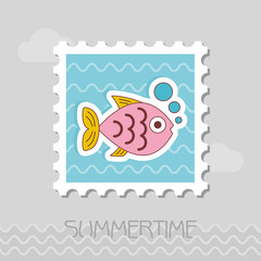 Fish stamp. Summer. Vacation