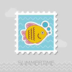 Fish stamp. Summer. Vacation