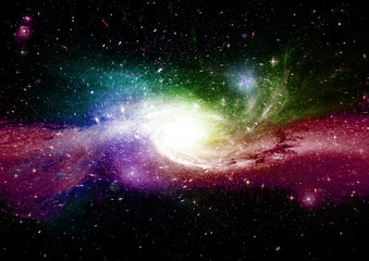 Stars, dust and gas nebula in a far galaxy