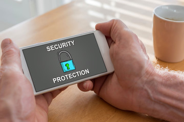 Cyber security concept on a smartphone