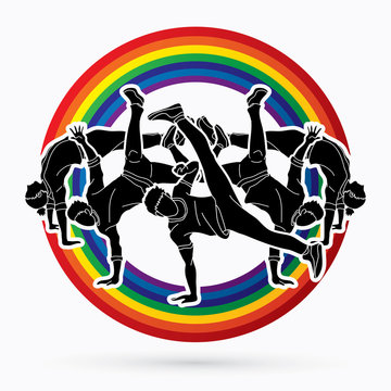 Group of people dancing, Dancing action, dancer training graphic vector.