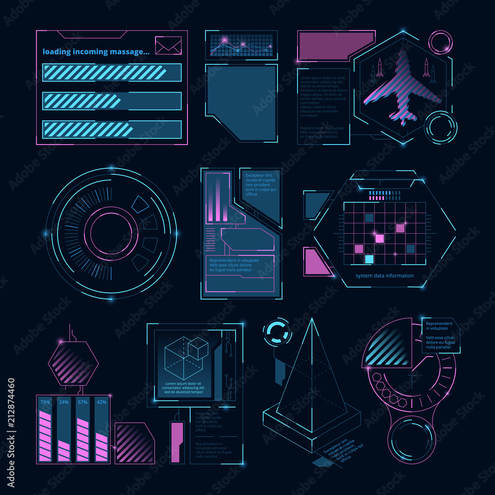 Poster Digital futuristic elements for web interface. Hud display