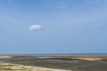 Sand and mud in water phenomenon , Sea tide on a clear day
