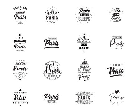 Greeting cards, vector design. Isolated logos. Typography set.