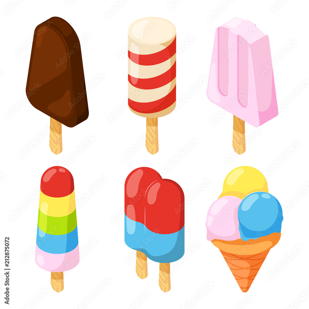 Poster 3d icecream. Vector isometric pictures