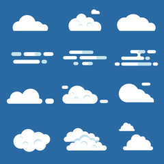 Fototapeta premium Vector flat illustrations of various clouds