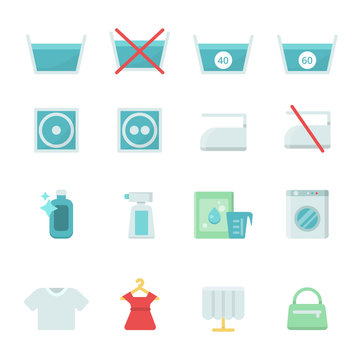 Dry cleaning symbols. Various washing vector icon set