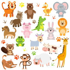 Obraz na płótnie Canvas set of colorful animals vector