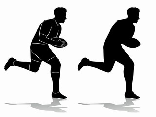 silhouette of a rugby player, vector draw