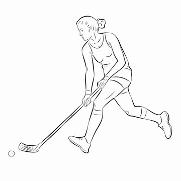 illustration of floorball player, vector draw
