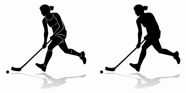 silhouette of floorball player, vector draw