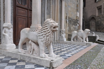 Lion sculpture Basilica of Santa Maria Maggiore, Bergamo Alta italy