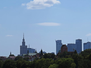 Fototapeta premium View at Warsaw Panorama Connection and Contrast of Historic Town and Modern Contemporary Architecture
