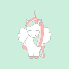 cute lovely cartoon unicorn vector illustration