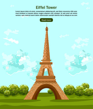 Tour Eiffel Paris Vector card. Beautiful summer backgrounds