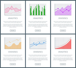 Statistics Charts and Analytics Color Diagrams Set