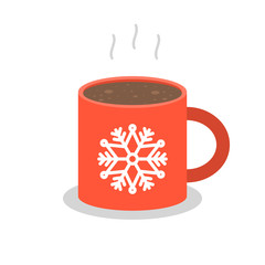 Christmas drink, hot coffee, hot chocolate, flat design