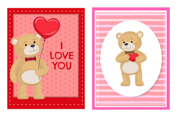 I Love You and Me Teddy Bears Vector