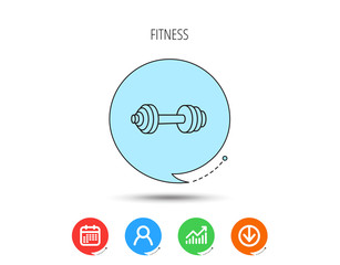 Dumbbell icon. Fitness sport or gym sign.