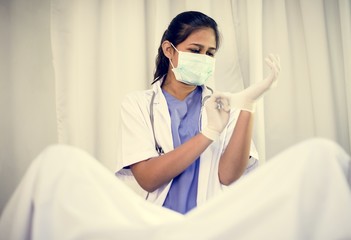 Doctor is diagnosing patient