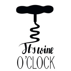 Wine o clock. Wine corkscrew on white background.