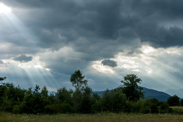 dramatic dark clouds landscape