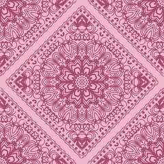 Design of a seamless ornament with Geometric Flower Pattern. Vector illustration. For Print Bandana, Shawl, Carpet