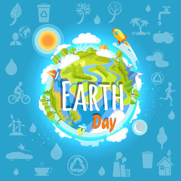 Earth Day Poster with Planet Infrastructure
