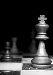 Scacchi fotografati su una scacchiera