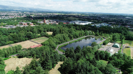 Aerial image of Stobhill Hospital in Glasgow, Scotland.