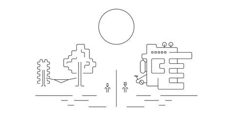 City illustration, vector