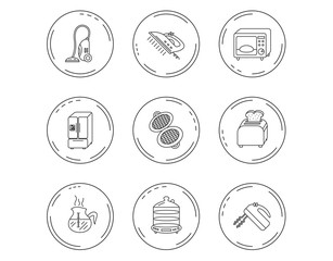 Microwave oven, coffee and blender icons.