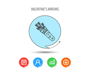 Cupid arrows icon. Love weapon sign.