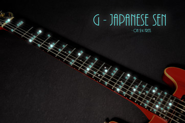 Electric Guitar "japanese sen scale" with root note G, Study Purpose © Melvin