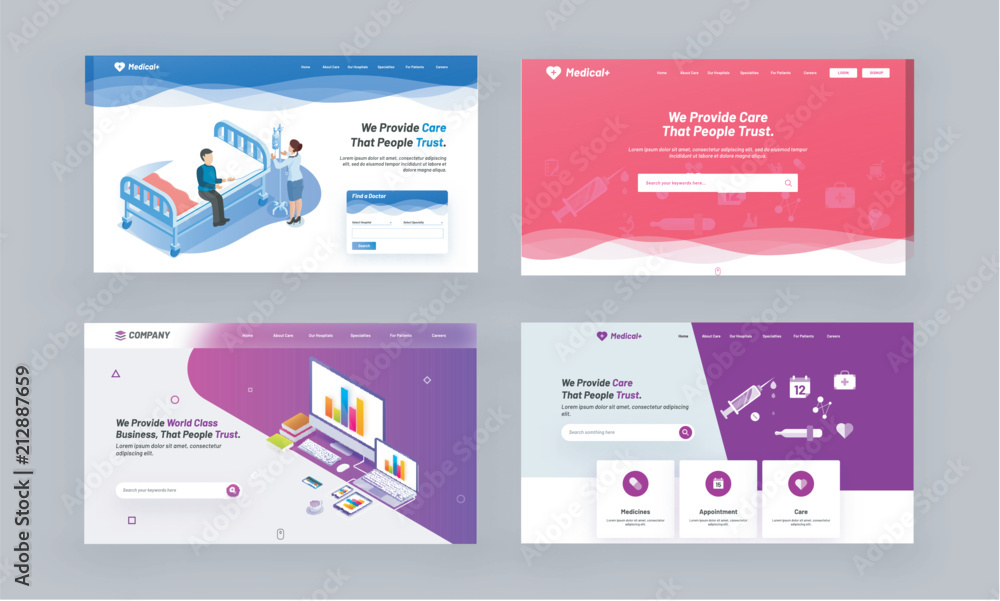 Poster website hero image or landing pages set.