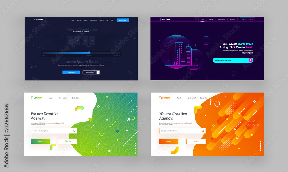 Poster website hero image or landing pages set.