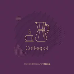 Fototapeten Coffee pot icon with a Cup of hot coffee. For restaurants and cafes. © terentiewshura