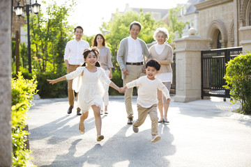 Happy family enjoying outdoors