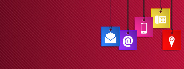 Contact us stickers header. Contact us icon hanging concept.