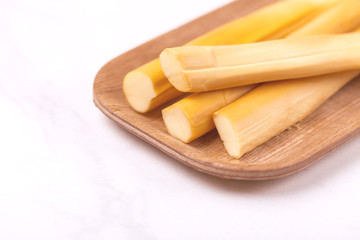 Healthy Snack. Smoked string cheese. Kobarcik. Selective focus